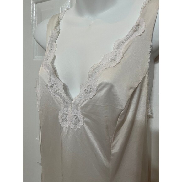 Vintage Cream Lace Nylon Midi Slip Dress Nightgown Jenelle Of California - Picture 3 of 9
